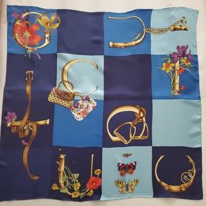 Vintage Gucci Silk Twill Logo Print Scarf